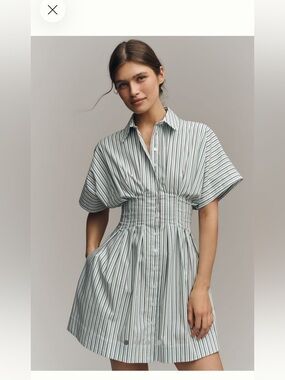 Exquise forAnthropolgieStriped Button-Front Mini Dress - Black & White